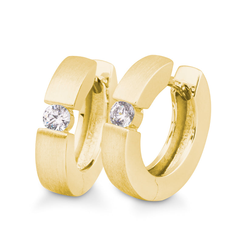 Ohrschmuck Creole 16mm mit Brillanten zus. 0,18 ct., Gelbgold
