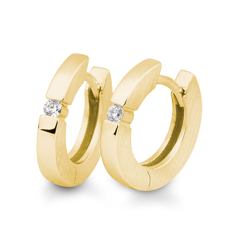 Ohrschmuck Creole 15mm mit Brillanten zus. 0,07 ct., Gelbgold