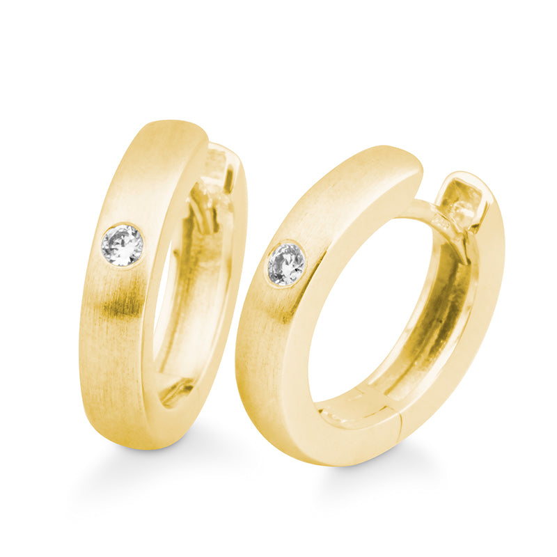 Ohrschmuck Creole 16mm mit Brillanten zus. 0,06 ct., Gelbgold
