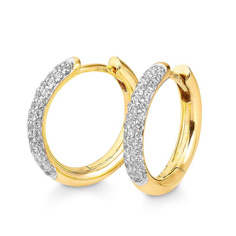 Ohrschmuck Creole 16,50mm mit Brillanten zus. 0,407 ct., Gelbgold