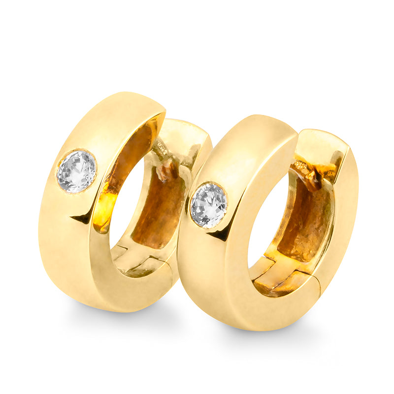 Ohrschmuck Creole 14mm mit Brillanten zus. 0,14 ct., Gelbgold