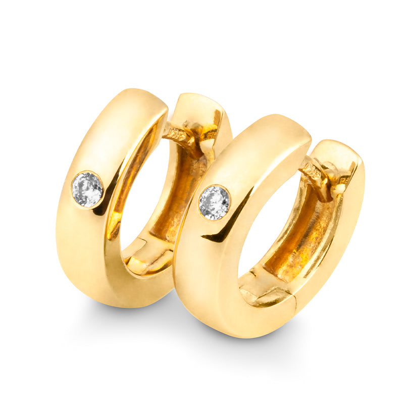 Ohrschmuck Creole 13,50mm mit Brillanten zus. 0,06 ct., Gelbgold