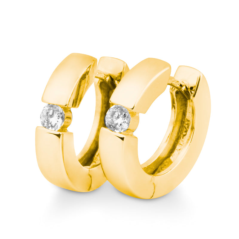 Ohrschmuck Creole 16mm mit Brillanten zus. 0,20 ct., Gelbgold