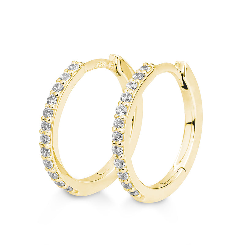 Ohrschmuck Creole 16mm mit Brillanten zus. 0,24 ct., Gelbgold