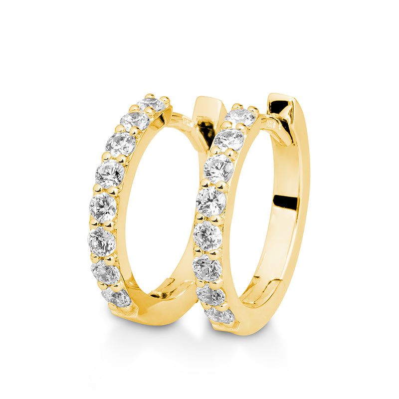Ohrschmuck Creole 16mm mit Brillanten zus. 0,48 ct., Gelbgold