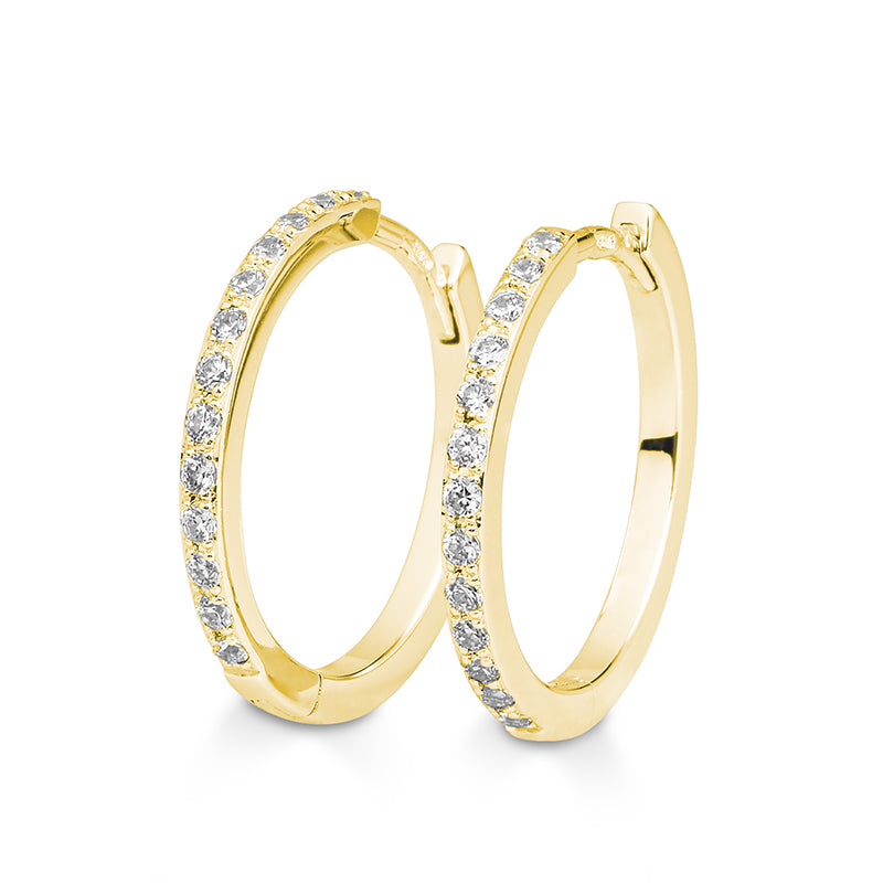Ohrschmuck Creole 18mm mit Brillanten zus. 0,26 ct., Gelbgold