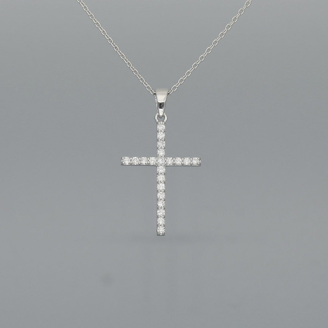 Collier "Kreuz M/LO" aus 750 Weißgold mit Brillanten