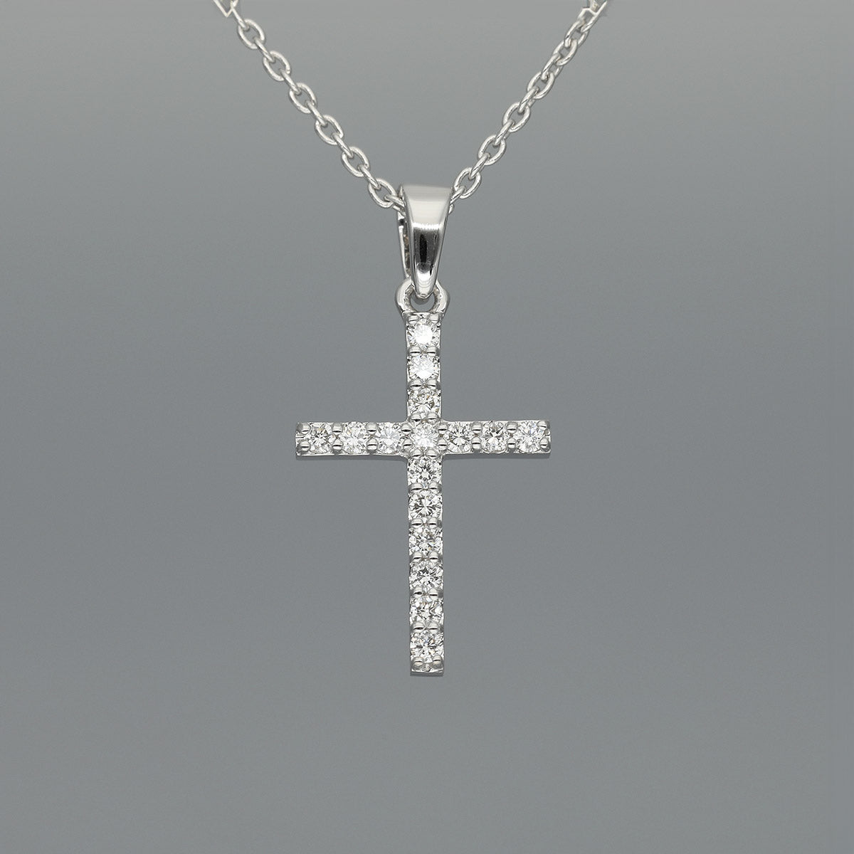Collier "Kreuz M/O" aus 750 Weißgold mit Brillanten
