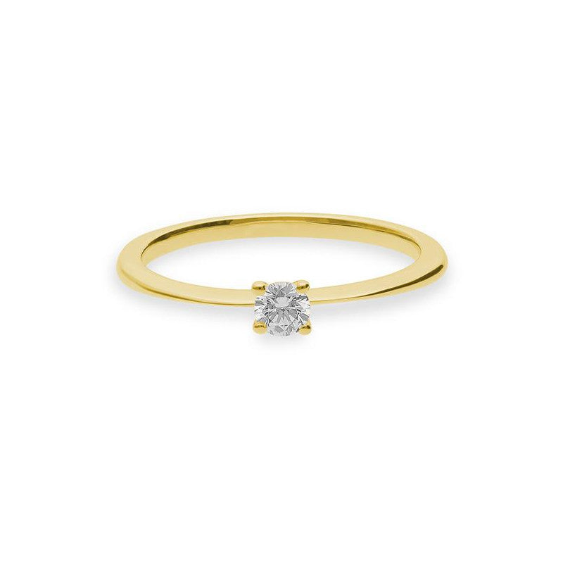 Verlobungsring mit einem Brillanten 0,15 ct., Gelbgold