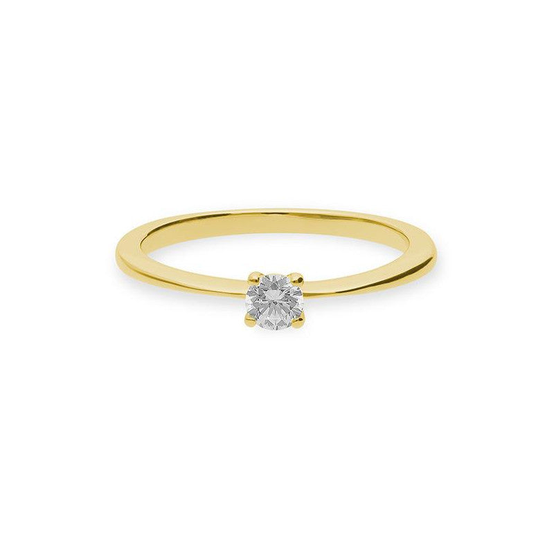 Verlobungsring mit einem Brillanten 0,20 ct., Gelbgold