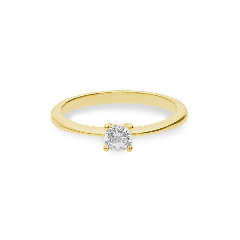 Verlobungsring mit einem Brillanten 0,30 ct., Gelbgold