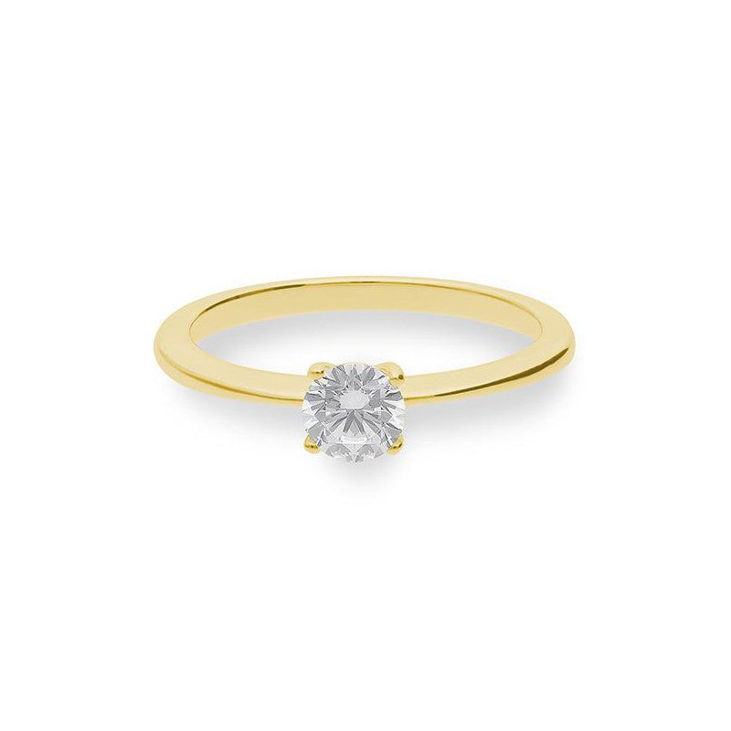 Verlobungsring mit einem Brillanten 0,50 ct., Gelbgold