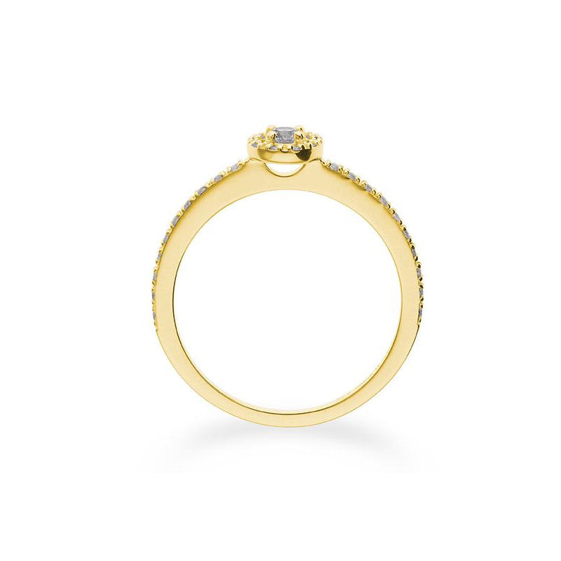 Verlobungsring mit 31 Brillanten 0,22 ct., Gelbgold