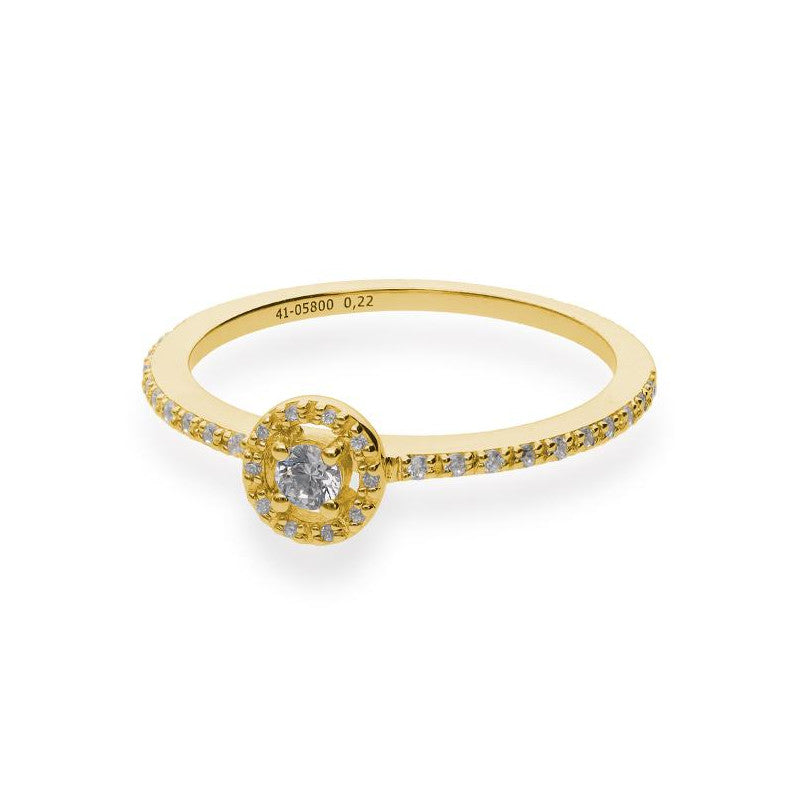 Verlobungsring mit 31 Brillanten 0,22 ct., Gelbgold