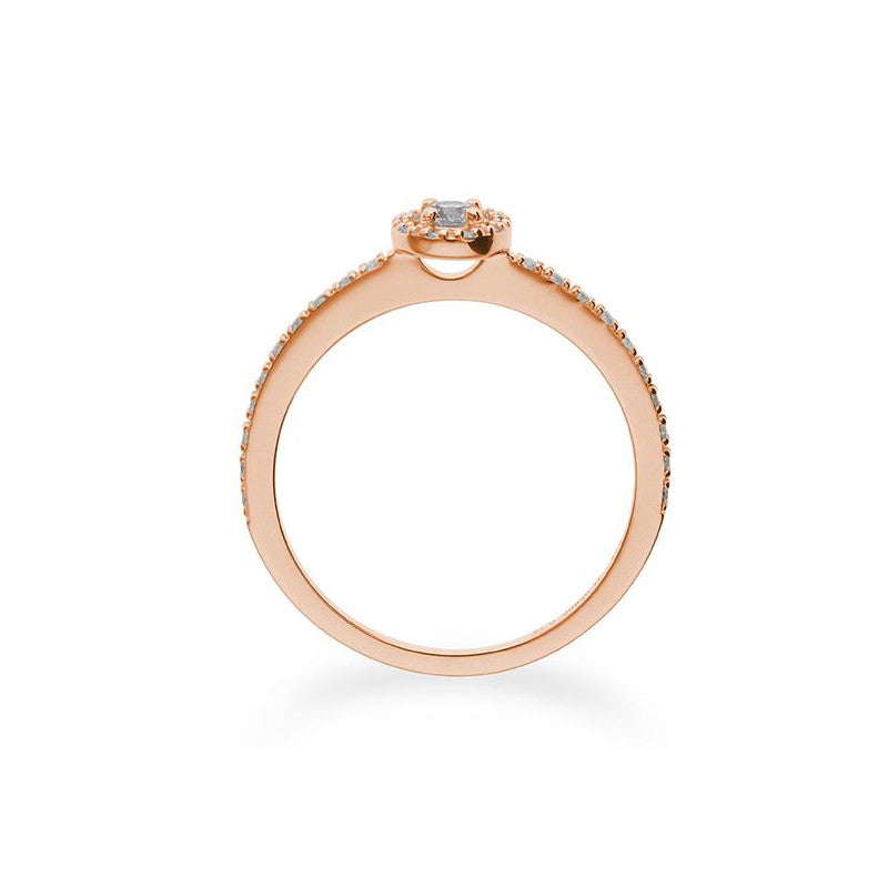 Verlobungsring mit 31 Brillanten 0,22 ct., Rotgold