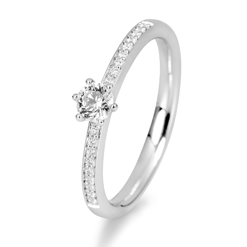 Verlobungsring mit 19 Brillanten 0,39 ct., Platin