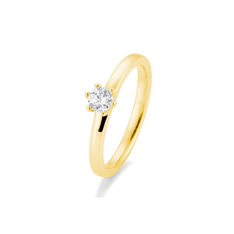 Verlobungsring mit einem Brillanten 0,30 ct., Gelbgold