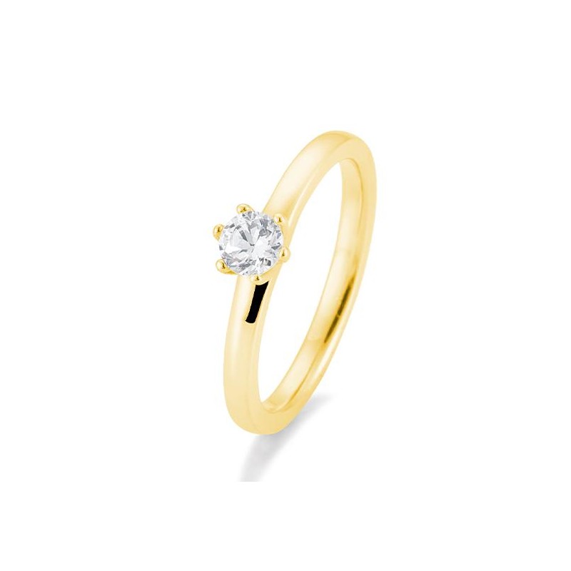 Verlobungsring mit einem Brillanten 0,60 ct., Gelbgold