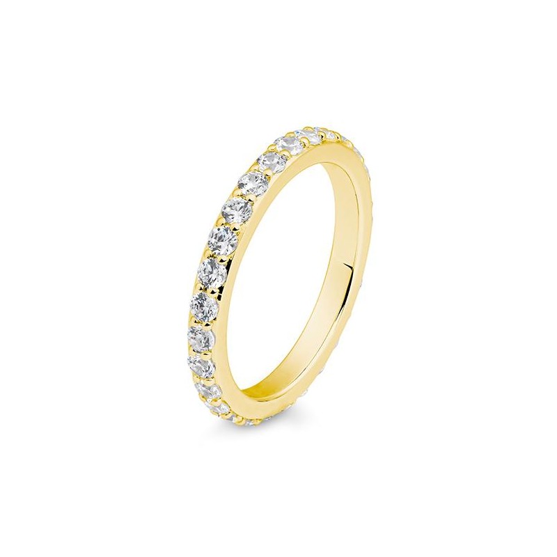 Memoire Ring mit rundum ausgefassten Brillanten, Gelbgold