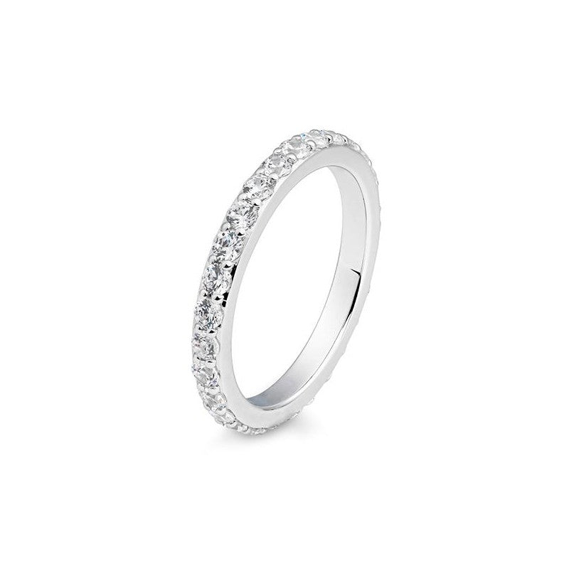 Memoire Ring mit rundum ausgefassten Brillanten, Weißgold