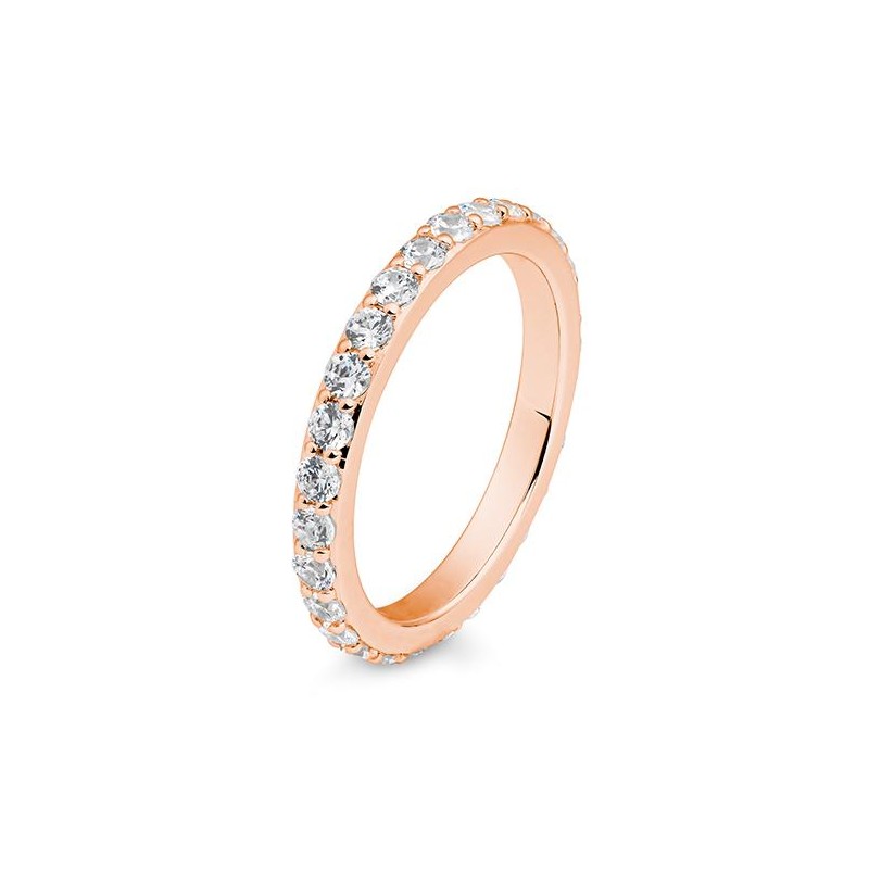 Memoire Ring mit rundum ausgefassten Brillanten, Rotgold