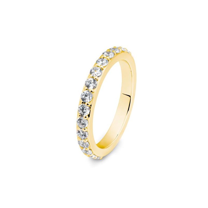 Memoire Ring mit rundum ausgefassten Brillanten, Gelbgold