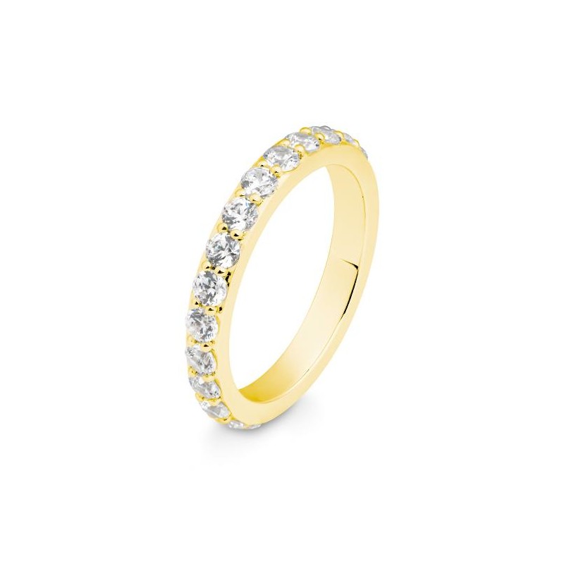 Memoire Ring mit rundum ausgefassten Brillanten, Gelbgold