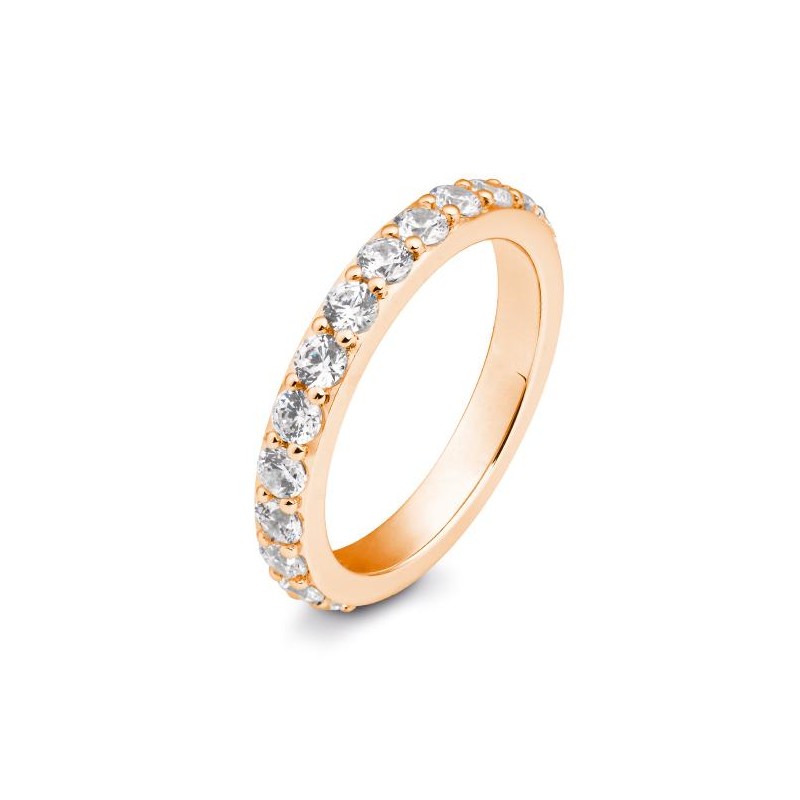 Memoire Ring mit rundum ausgefassten Brillanten, Rotgold
