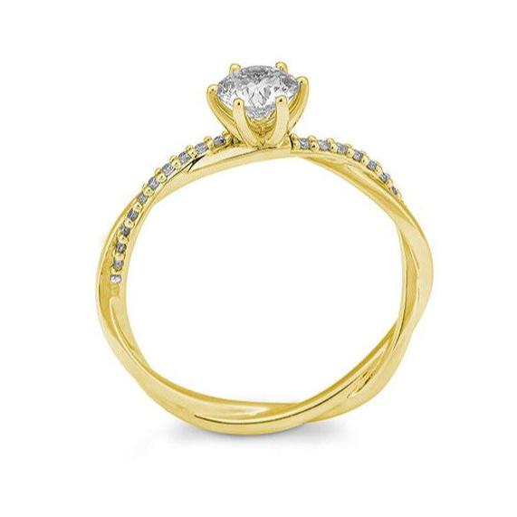 Verlobungsring mit 19 Brillanten 0,349 ct., Gelbgold