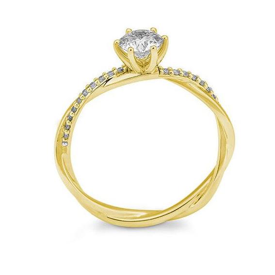 Verlobungsring mit 17 Brillanten 1,12 ct., Gelbgold