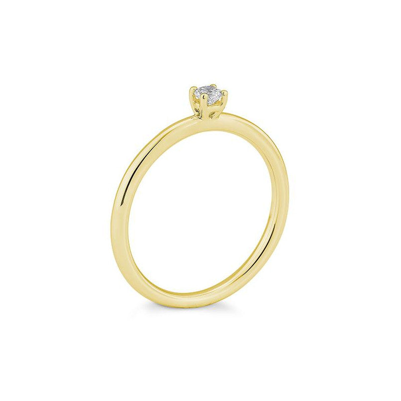 Verlobungsring mit einem Brillanten 0,10 ct., Gelbgold