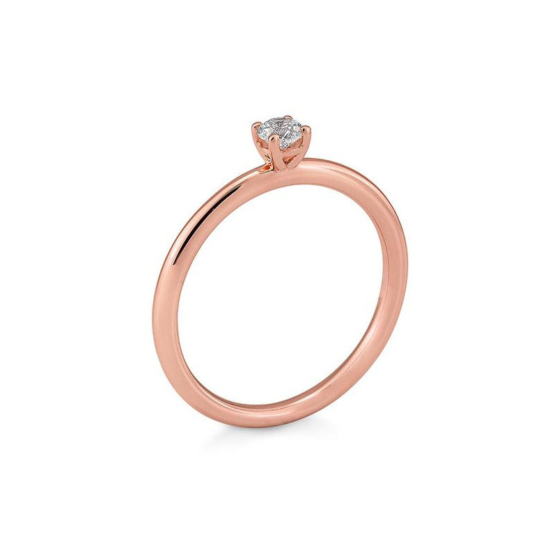 Verlobungsring mit einem Brillanten 0,15 ct., Rotgold
