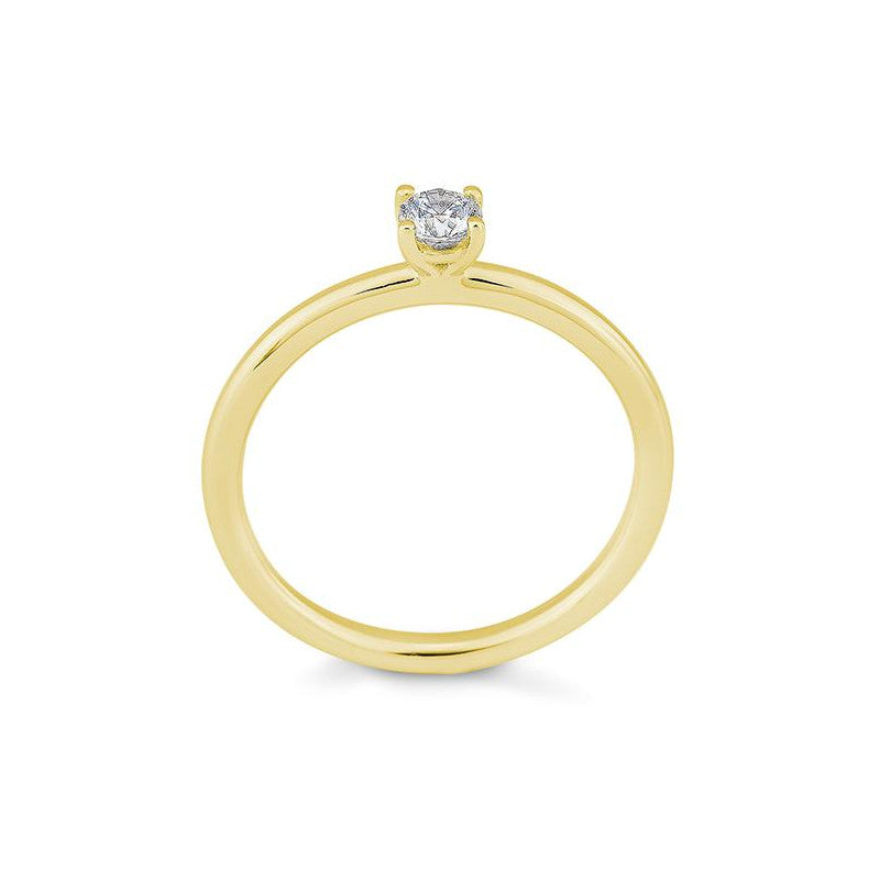 Verlobungsring mit einem Brillanten 0,20 ct., Gelbgold