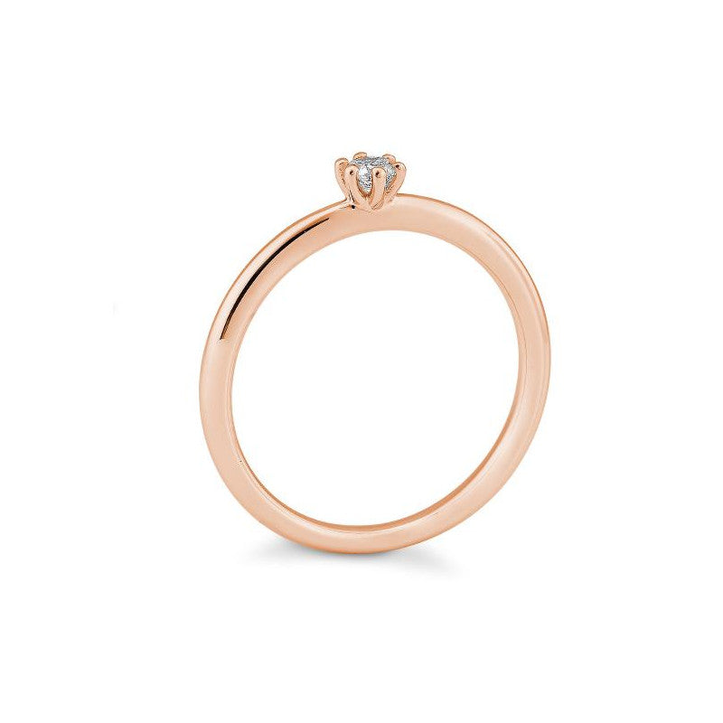 Verlobungsring mit einem Brillanten 0,10 ct., Rotgold