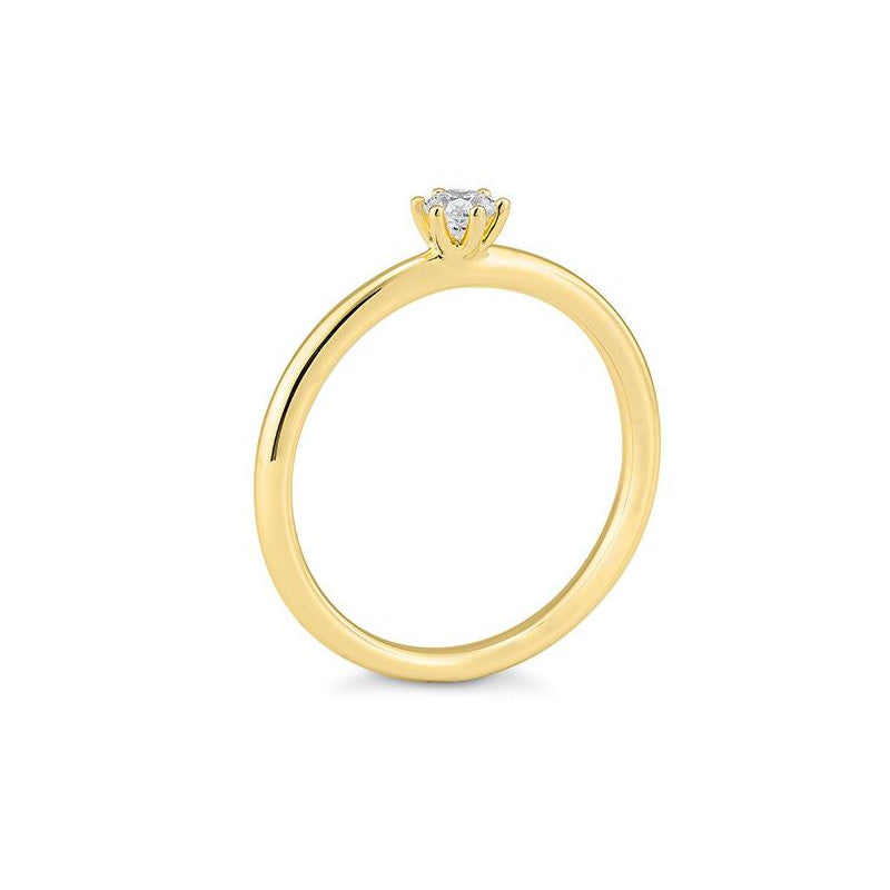 Verlobungsring mit einem Brillanten 0,15 ct., Gelbgold
