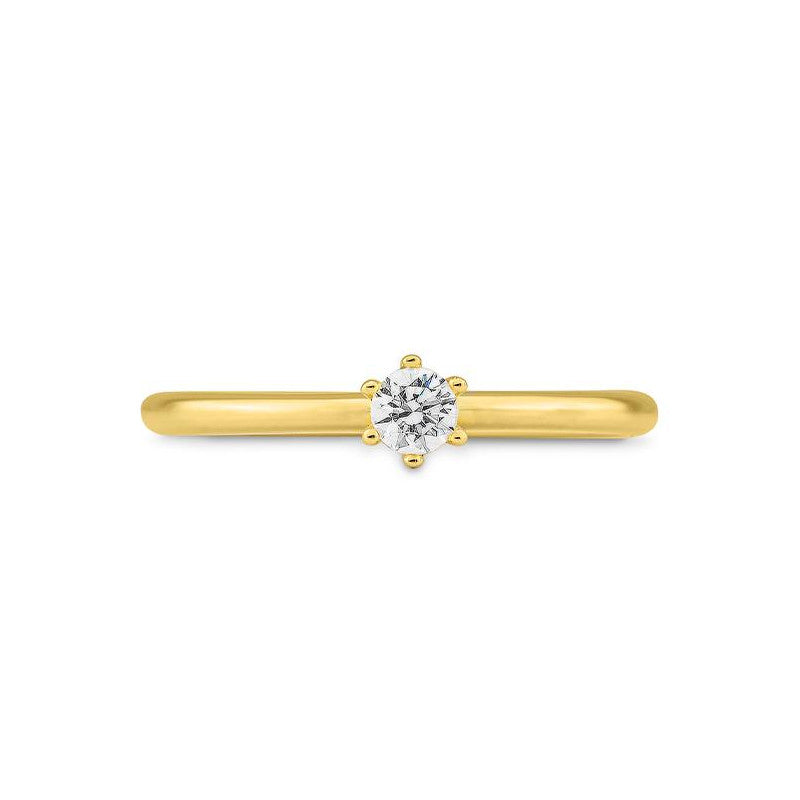 Verlobungsring mit einem Brillanten 0,15 ct., Gelbgold