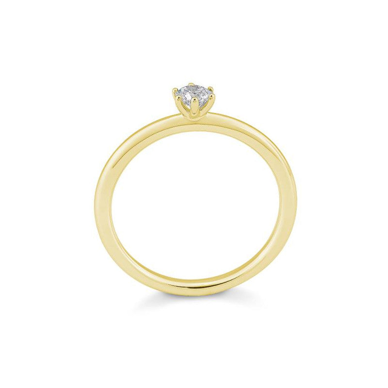 Verlobungsring mit einem Brillanten 0,20 ct., Gelbgold