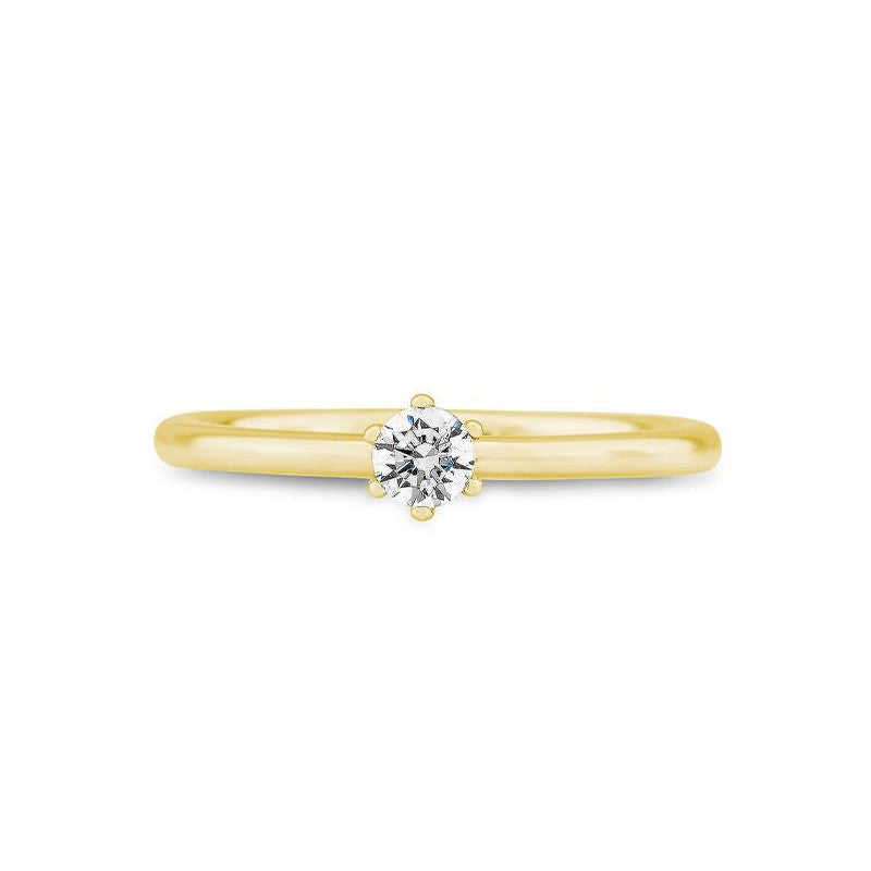 Verlobungsring mit einem Brillanten 0,20 ct., Gelbgold