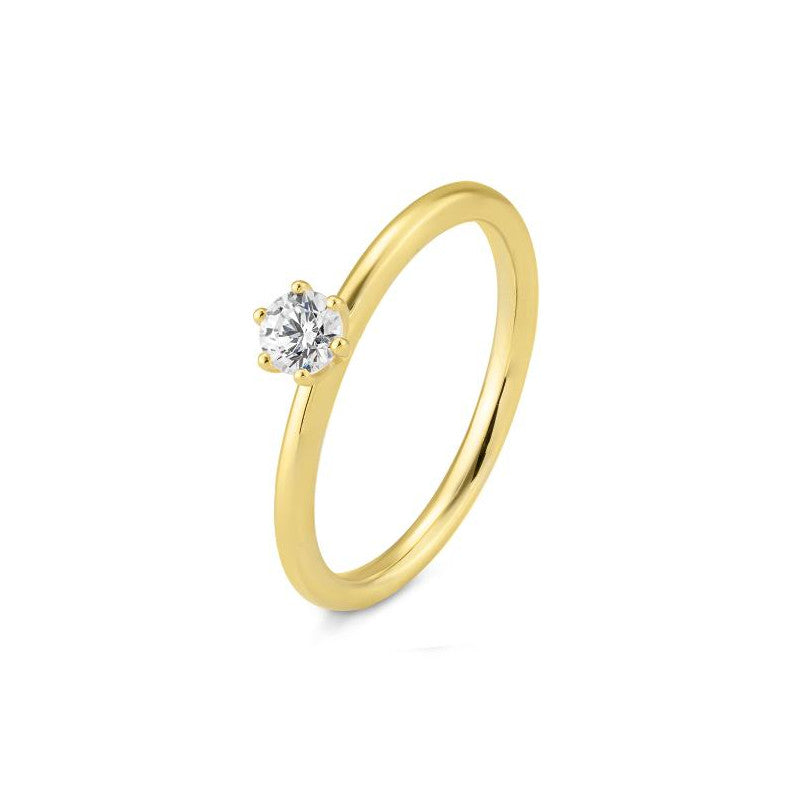 Verlobungsring mit einem Brillanten 0,25 ct., Gelbgold