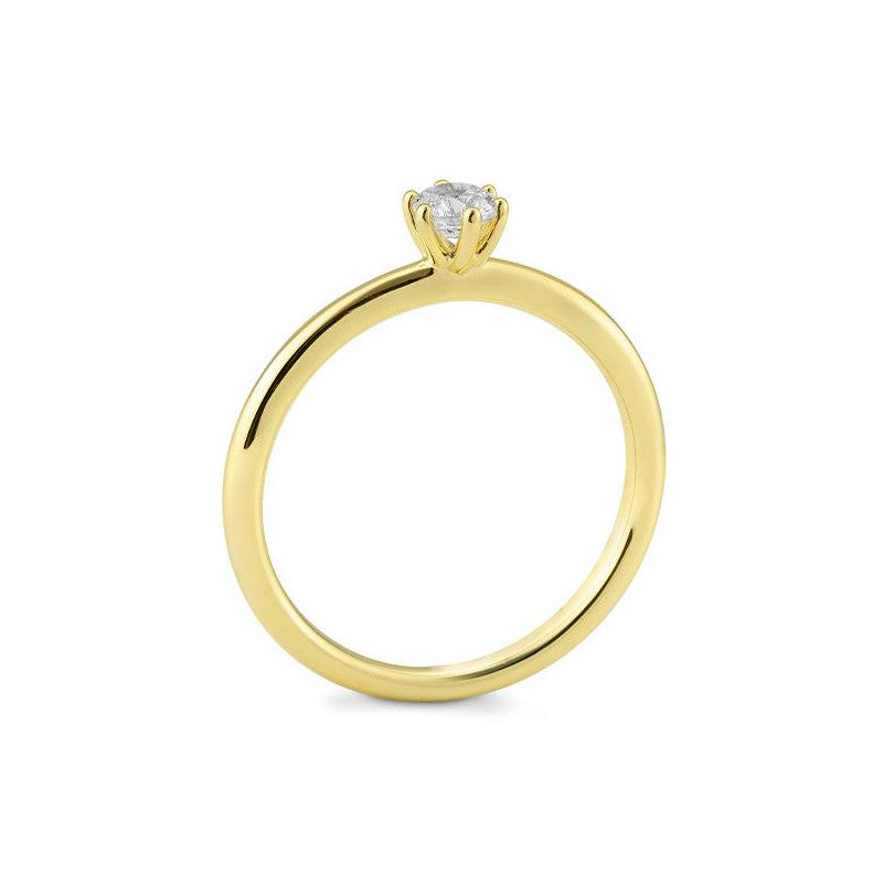Verlobungsring mit einem Brillanten 0,25 ct., Gelbgold