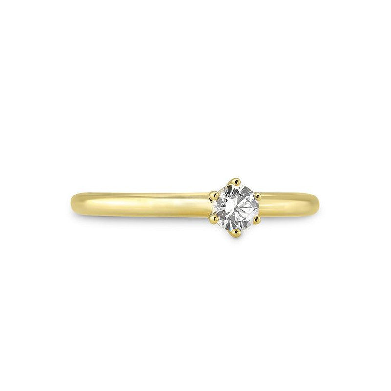 Verlobungsring mit einem Brillanten 0,25 ct., Gelbgold