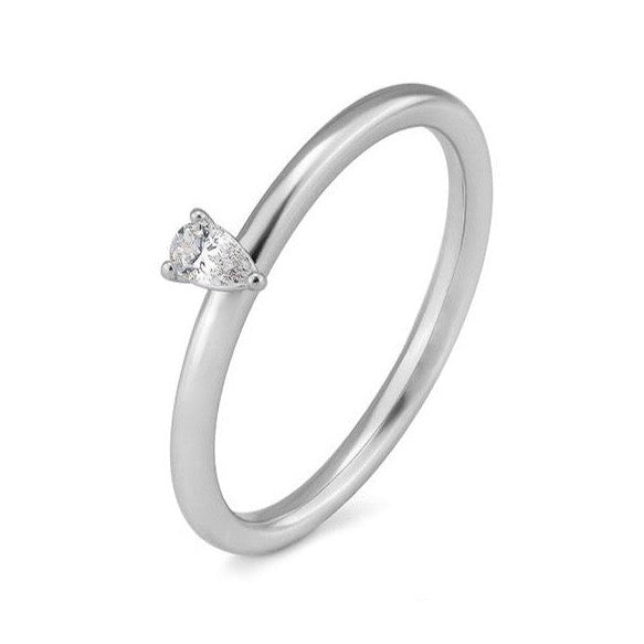 Verlobungsring mit einem Pear - Cut Diamond 0,11 ct., Platin