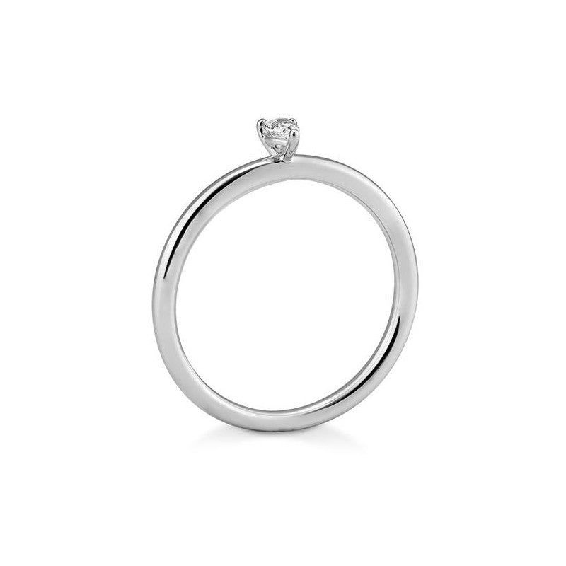 Verlobungsring mit einem Pear - Cut Diamond 0,11 ct., Weißgold