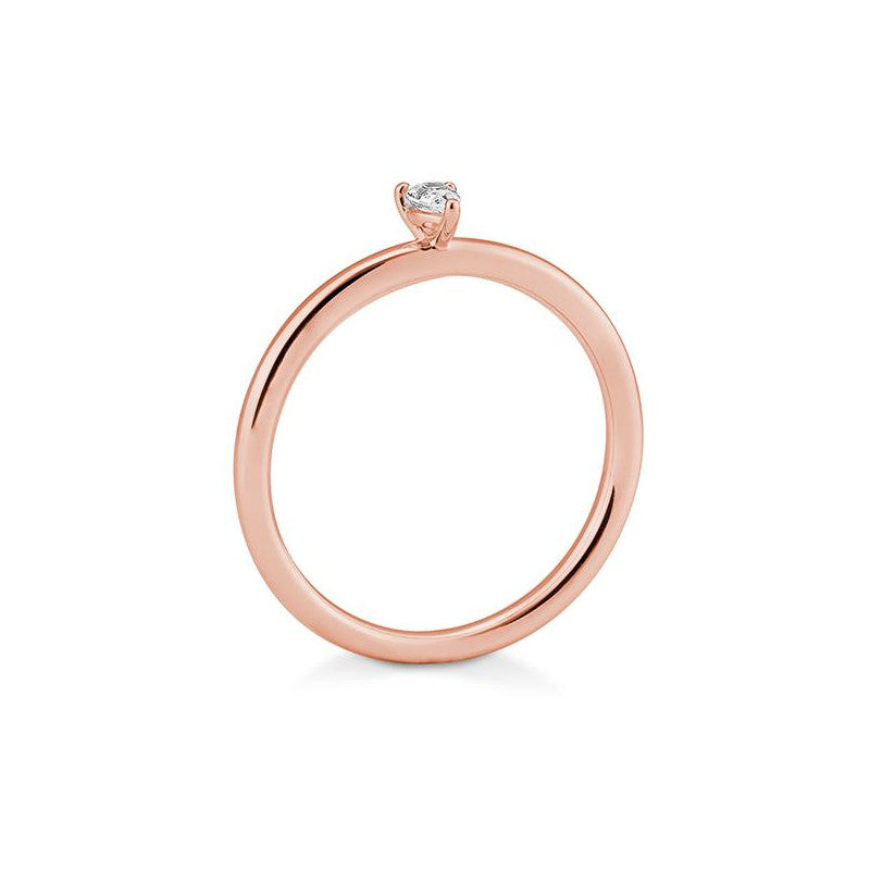 Verlobungsring mit einem Pear - Cut Diamond 0,11 ct., Rotgold