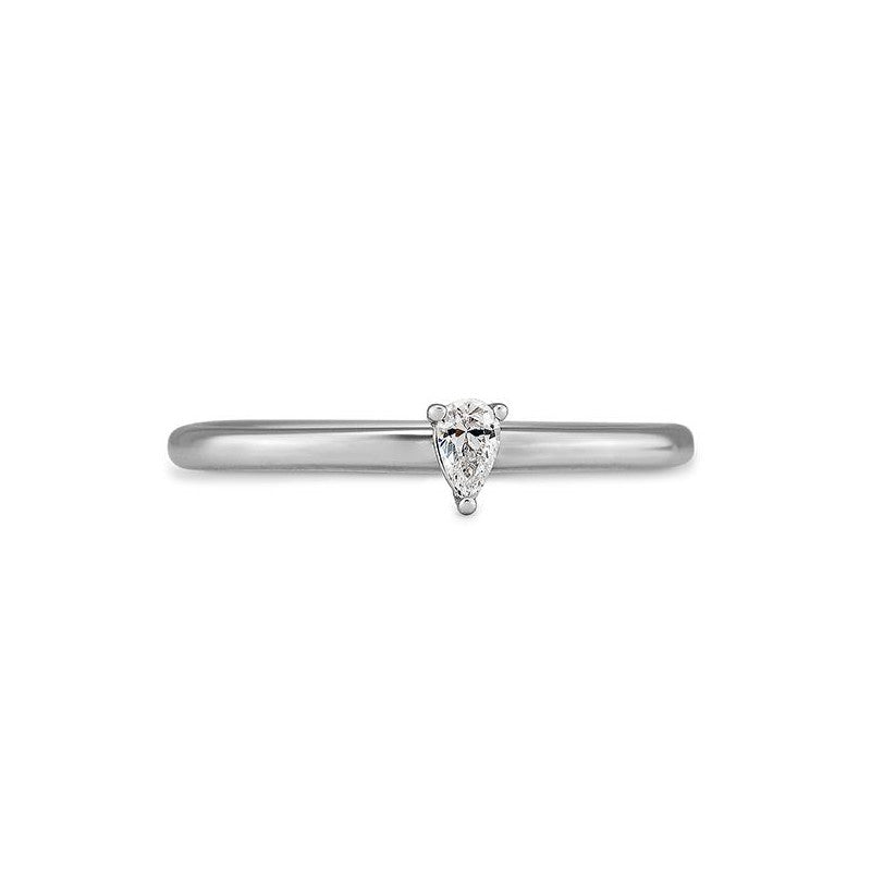 Verlobungsring mit einem Pear - Cut Diamond 0,11 ct., Weißgold