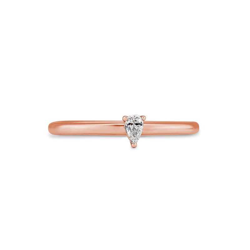 Verlobungsring mit einem Pear - Cut Diamond 0,11 ct., Rotgold