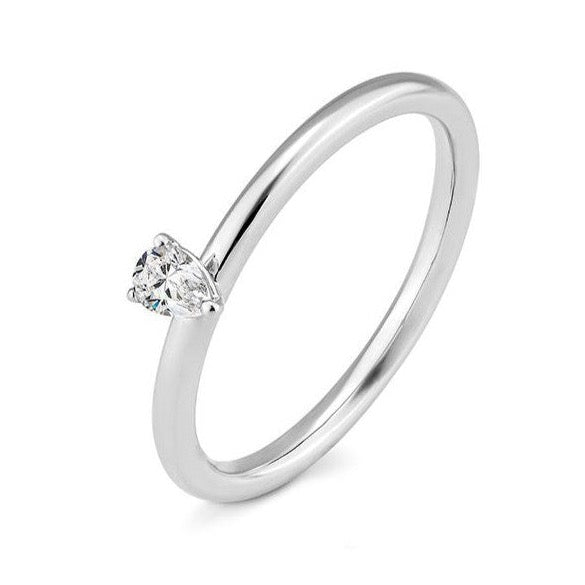 Verlobungsring mit einem Pear - Cut Diamond 0,15 ct., Weißgold