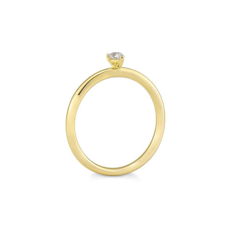 Verlobungsring mit einem Pear - Cut Diamond 0,15 ct., Gelbgold