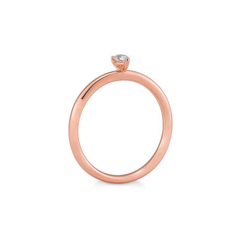 Verlobungsring mit einem Pear - Cut Diamond 0,15 ct., Rotgold