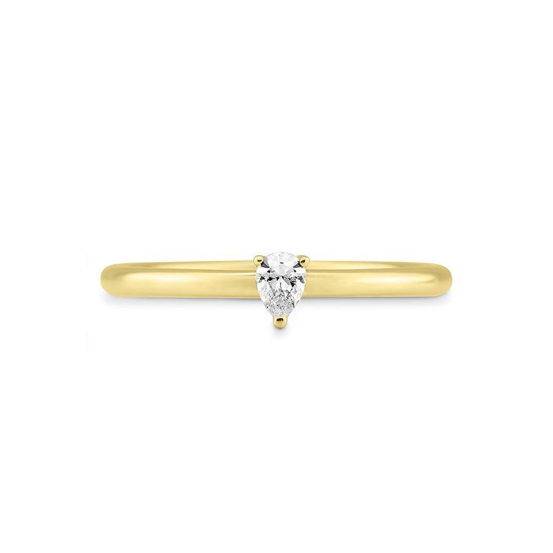 Verlobungsring mit einem Pear - Cut Diamond 0,15 ct., Gelbgold